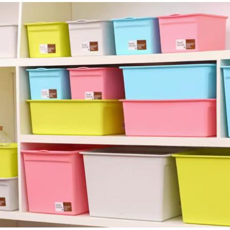 塑料收纳箱有盖整理箱大号41*27.5*14CM(颜色随机）