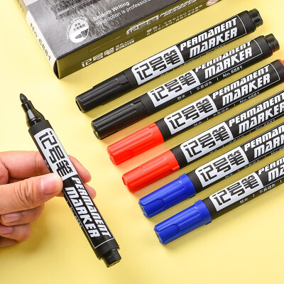 得力6881记号笔油性粗笔 红色