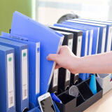 得力 四挡杂志架 文件架 灰色[四联带笔筒] 78981