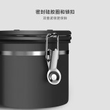 304不锈钢咖啡豆储存罐 单项排气可设日期-黑色带勺1.8L（约装750g）