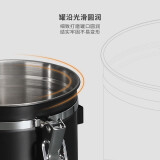 304不锈钢咖啡豆储存罐 单项排气可设日期-黑色带勺1.8L（约装750g）